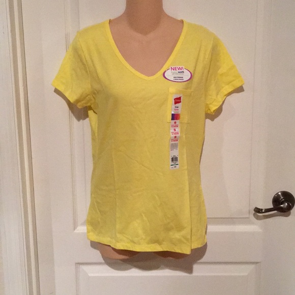 NWT Hanes V Neck Pocket Tee - Picture 1 of 2